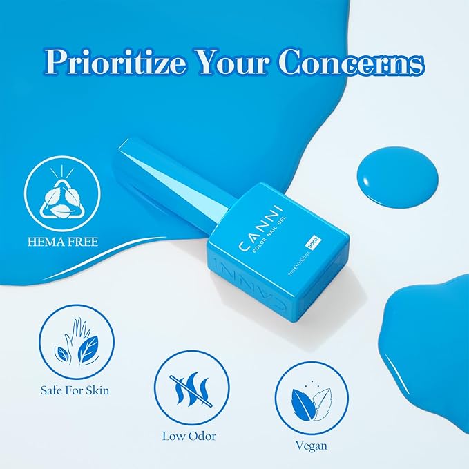 CANNI Gel Nail Polish Set, 6Pcs 9ML Baby Blue Royal Light Blue Gel Nail Polish Aquarius Water Ocean Collection Summer Soak Off UV LED Kits DIY Nail Art Manicure Home Nail Salon