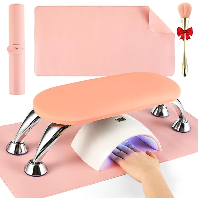 Big Arm Rest for Nails Tech Set: Professional Nail Arm Rest with Nail Table Mat Nail Dust Brush, Premium Hand Rest for Nails Tech Must-have Supplies for Nail Lover Salon Home DIY Use