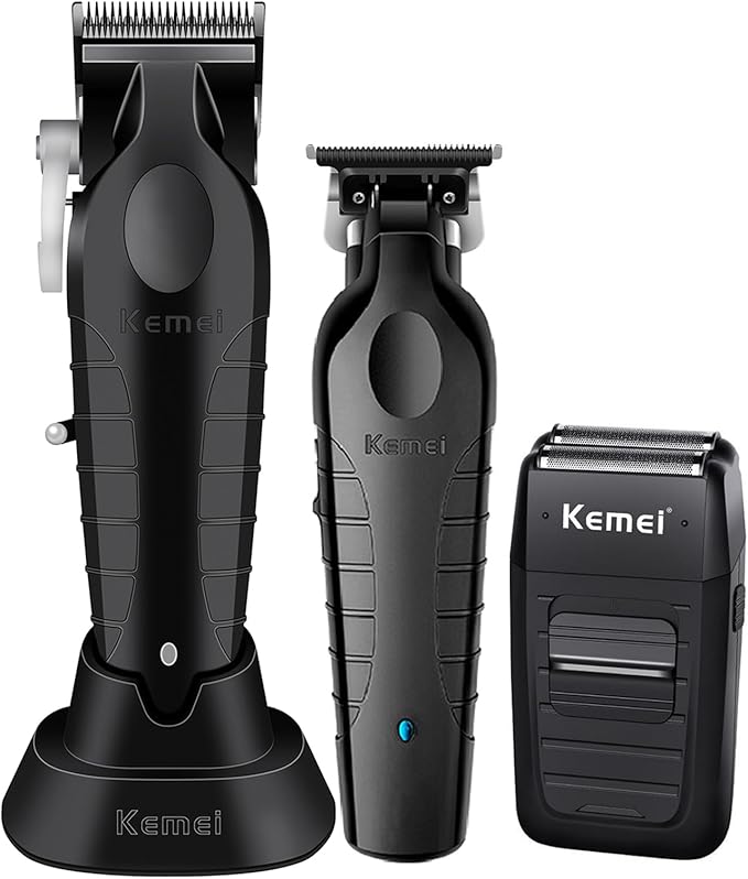 KEMEI Professional Hair Clipper, Hair Trimmer, Beard Shaver Set for Men, Electric Cordless Barber Clipper Beard Trimmer, Rechargeable Fade Clipper Haircutting Kit, KM-2299, KM-2296, KM-1102