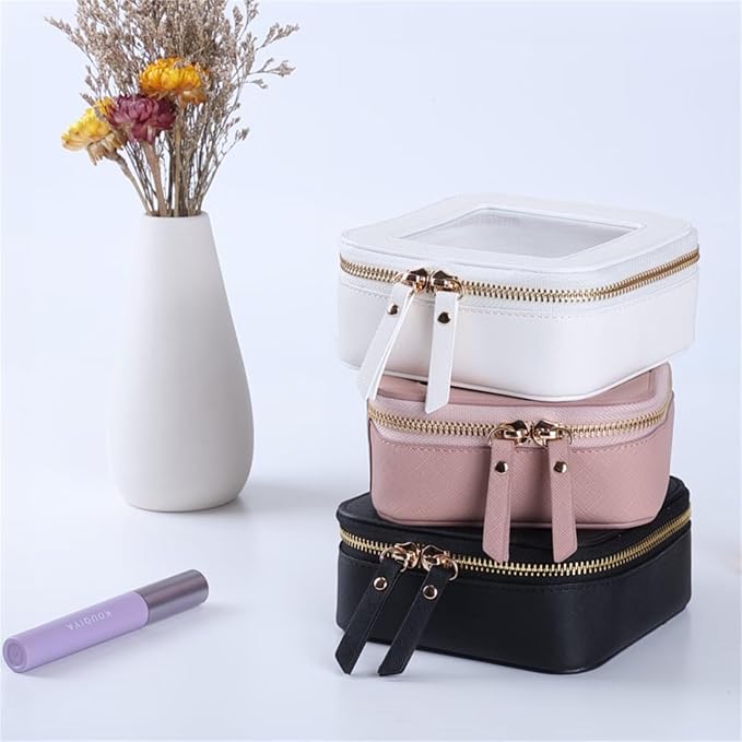Small Clear Makeup Bag Travel Cosmetic Case, Portable Make Up Organizer Traveling Compact Car Bag for Essentials Transparent Toiletry Bag with Zipper