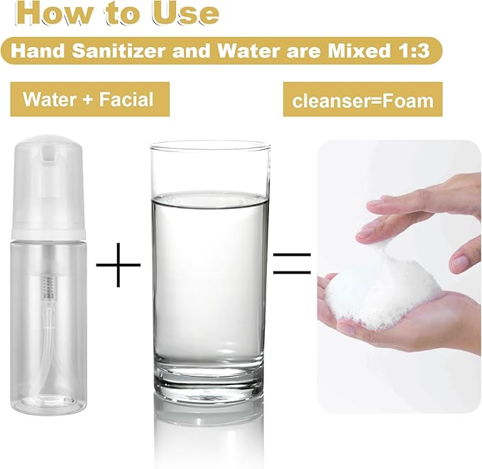 50 Pcs Foam Pump Bottle 1oz/30ml Travel Size Foam Pump Bottle Bulk Empty Lash Shampoo Bottles Small Foam Dispenser Bottle for Refillable Hand Sanitizer, Cleanser, Cosmetics