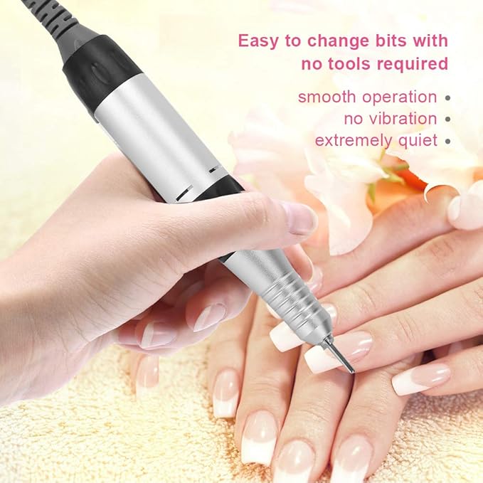 Nail Drill Handle, Nail Drill Handpiece Replacement Nails Professional 30000 RPM Electric Nail Drill Handle Handpiece Replacement Electric File Handpiece for Electric Nail Manicure