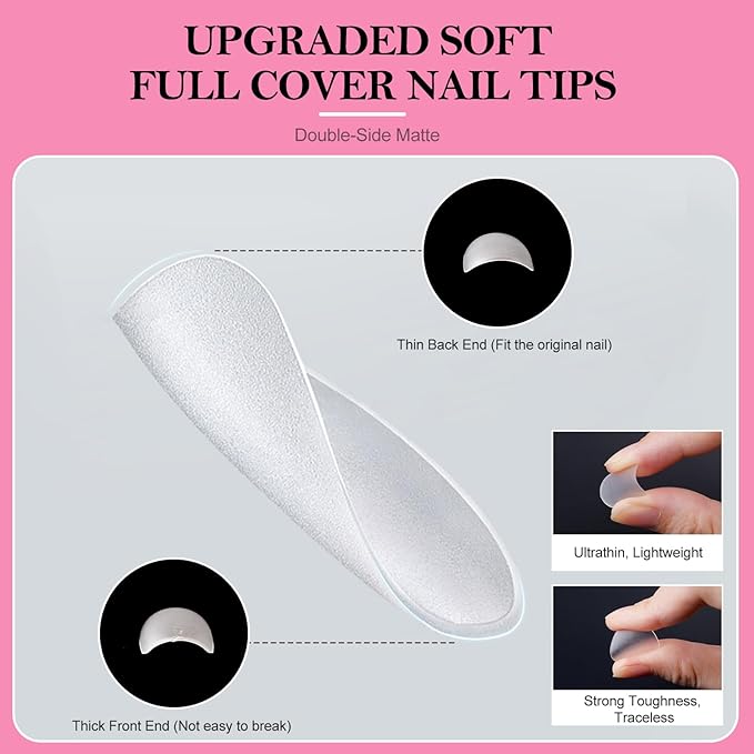 Short Coffin Nail Tips, 360pcs Clear Acrylic Nail Extension Set in 15 Sizes, Matte Short Coffin Full Cover Press on False Nail Tips for Nail Art, Spring Summer DIY Salon Gift