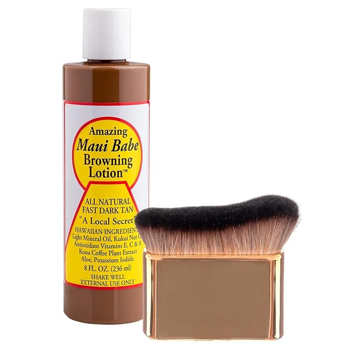 Amazing Maui Babe Browning Lotion 8 ounce - Maui Babe Tanning Lotion with Body Tanning Brush - Maui Tanning Lotion