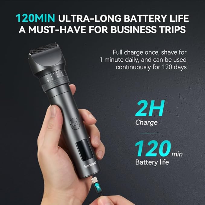 Beard Trimmer for Men - 2025 New Body Hair Trimmer for Men, 42 Length Settings Adjustable Hair Clippers IPX6 Waterproof LED Display Cordless for Precision Beard Face Nose Ear Head Hair Trimming Gift