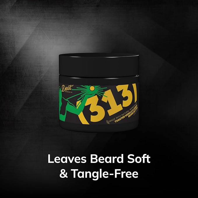 Detroit Grooming Co. Beard Butter for Men | Softens, Thickens & Hydrates with Safflower Oil & Shea Butter | 313 Scent, 2oz