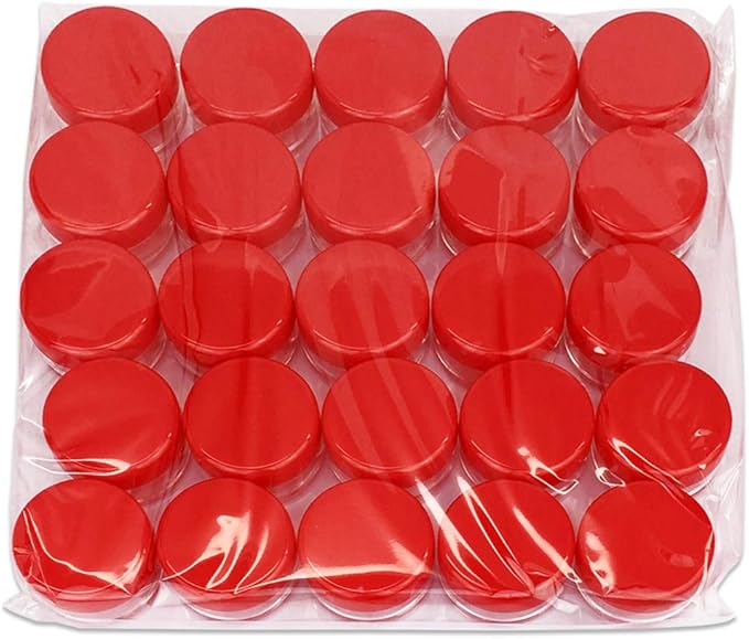 Beauticom (Quantity: 25 Pieces) 5G/5ML Round Clear Jars with RED Lids for Lotion, Creams, Toners, Lip Balms, Makeup Samples