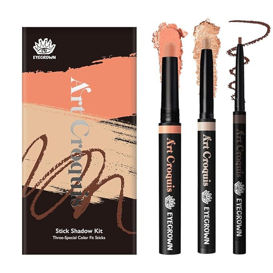 EYECROWN ARTCROQUIS STICK SHADOW, Buildable, glitter eye shadow, liner, cream [SUNNY PEACH KIT]