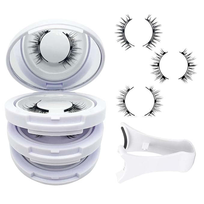 Ginani Magnetic Eyelashes with Applicator,Magnetic Eyelashes Natural Look, Ginani Magnet Lashes without Eyeliner,No Glue Needed Soft Lashes for Women(Camellia+Natural+Iris)