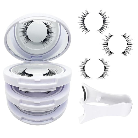 Ginani Magnetic Eyelashes with Applicator,Magnetic Eyelashes Natural Look, Ginani Magnet Lashes without Eyeliner,No Glue Needed Soft Lashes for Women(Camellia+Natural+Iris)