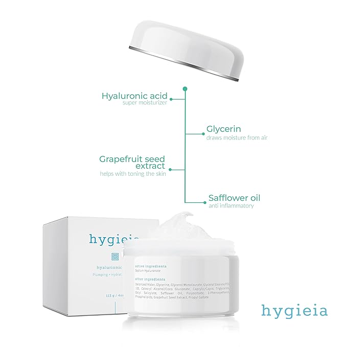 Hygieia + Encapsulated Hyaluronic Acid Face Moisturizer – Hydrating Liposomal Face Cream for Women & Men – Fast & Deep Cellular Absorption for Daily Skin Hydration, Firming, Toning & Elasticity, 4oz