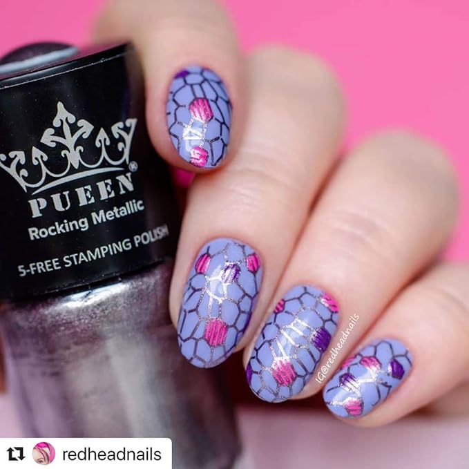 PUEEN Rocking Metallic Stamping Nail Polish Nail Art Color - Set of 12 Metallic Colors - 12ml each - BH001043