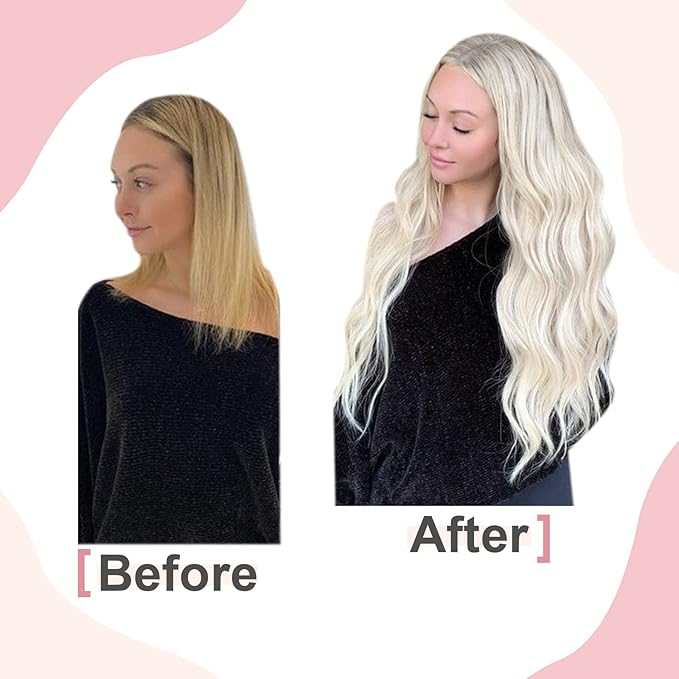 Easyouth U Tip Hair Extensions Human Hair Blonde Utips Hair Extensions White Blonde Pre Bonded Hair Extensions Real Human Hair Blonde #1000 20Inch 50set 50g