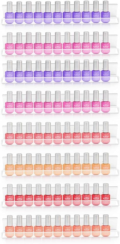8 Pack Nail Polish Wall Rack, Clear nail polish organizer wall mounted, Acrylic Nail Polish holder storage