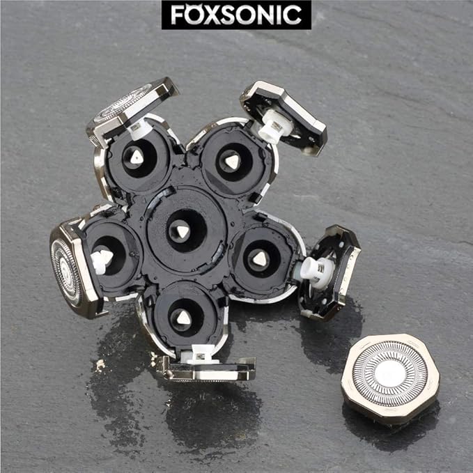 Silvery Men's Electric Shaver Replacement Heads Electric Razor Blade Replacement Head 6 Blades Head Shaver replacement Bald Shaver Head Blade