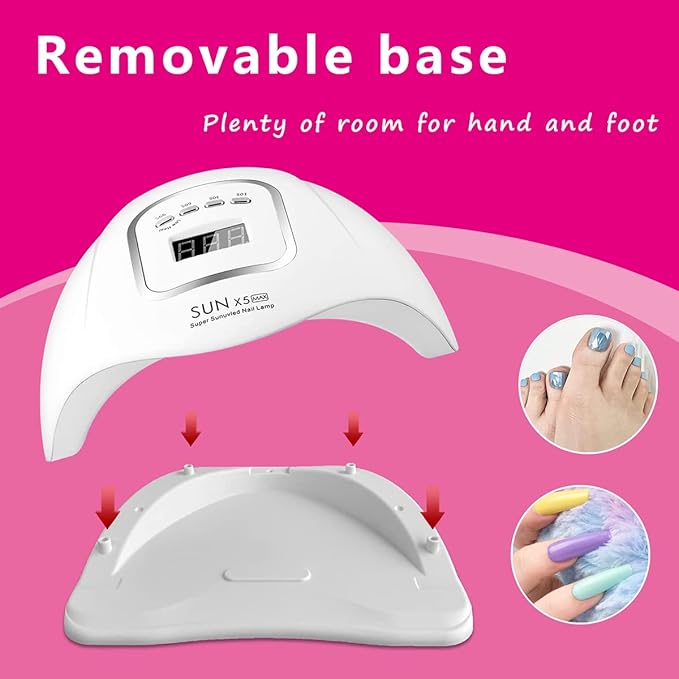 150W UV LED Nail Lamp for Gel Polish - Fast Curing, 4 Timers, Professional Nail Art Tool, Available in White and Pink