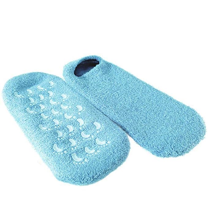 NatraCure Moisturizing Gel Socks - (Helps Dry Feet, Cracked Heels, Dry Heels, Rough Calluses, Cuticles, Dead Skin, Use with Your Favorite Lotions, Creams or Spa Pedicure) - Color: Aqua