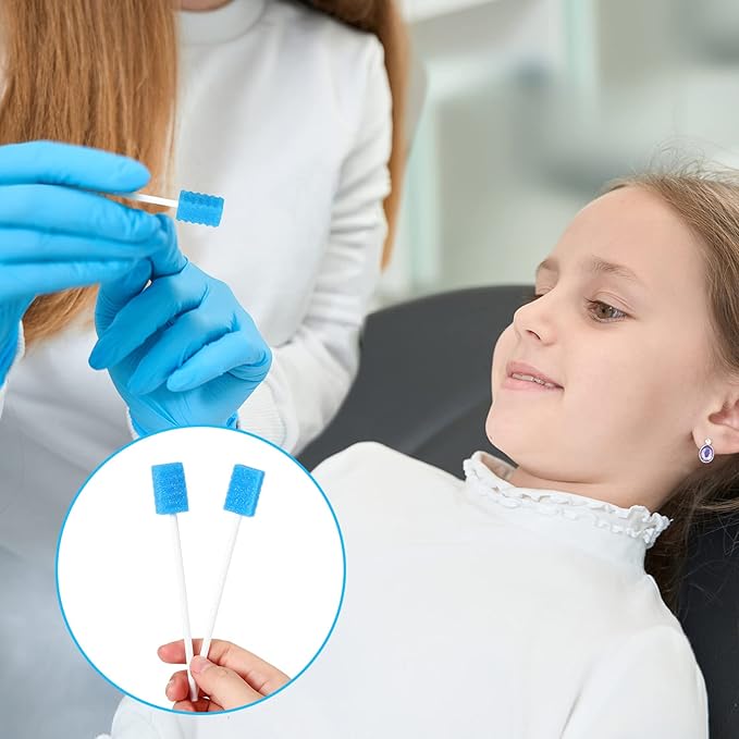 500 Pcs Disposable Oral Swabs for ElderlyToothbrush OralToothettes Oral Swabs Bulk Dental Swab Sticks 4.92" Sponge Individually Wrapped Care for Mouth(Blue)