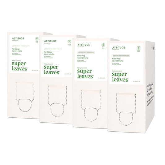 ATTITUDE Liquid Hand Soap, EWG Verified, Plant and Mineral-Based, Vegan Personal Care Products, Olive Leaves, Bulk Refill Format, 67.6 Fl Oz