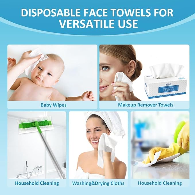 HOMEXCEL Face Towels, Disposable Face Towelette, Biodegradable Makeup Remover Dry Wipes, Super Soft Clean Facial Towels Wash Cloth for Sensitive Skin,600 Count