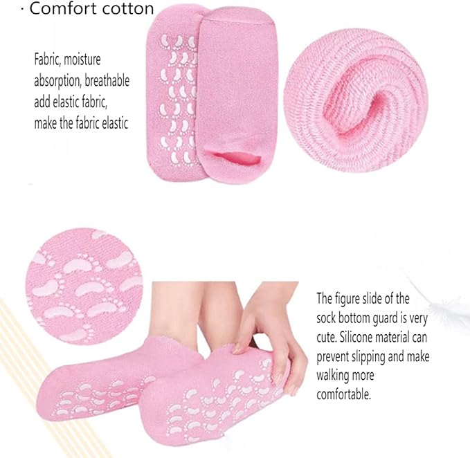 4Pcs Essential Oil Gel Socks,Moisturizing Socks, Gel Spa Socks,Beauty Salon Moisturizing Anti Crack Foot Care Socks for Women and Men Foot, Deep Moisturizing Foot Care Gel Socks