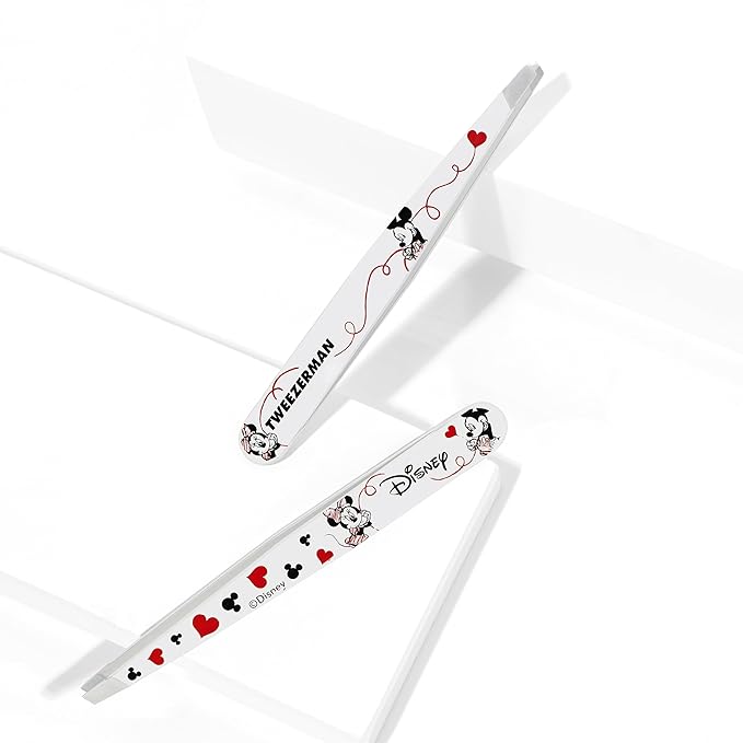 Tweezerman Disney's Mickey Mouse & Minnie Mouse Forever in Love Slant Tweezer - Eyebrow Tweezers for Women and Men