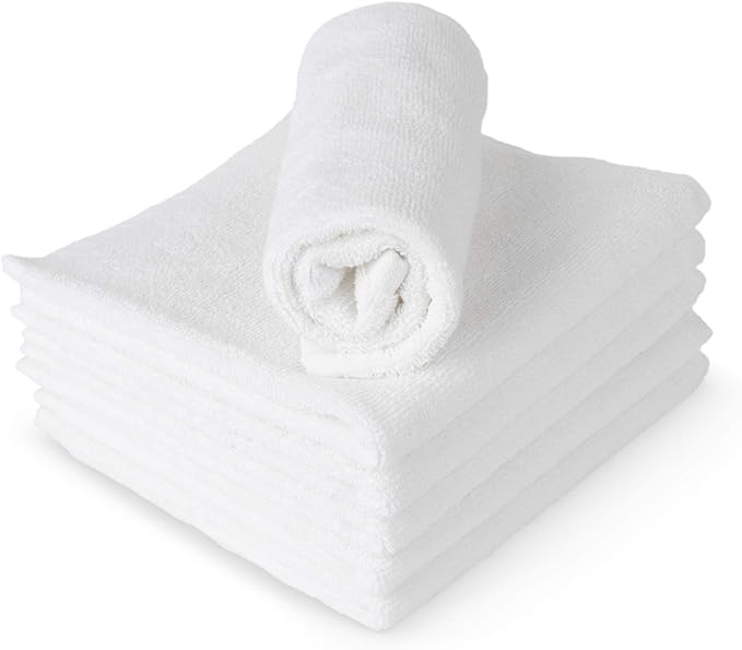 RosenSoft Oversized Wash Clothes-16x14 in Extra Large Wash Cloths for Body and Face, Hand Gym Spa- Fingertip Towels for Bathroom, Bath Towel Set (White, 6)