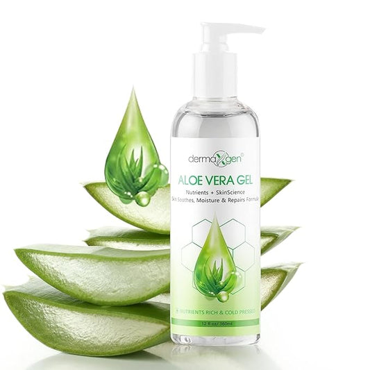 Aloe Vera Gel with Witch Hazel, Vitamin C, and Vitamin E - Skin Soothes, Moisture, and Repair Formula for Face and Body - Nutrient-Rich, Organic 100% Pure Aloe Vera - 12 FL OZ
