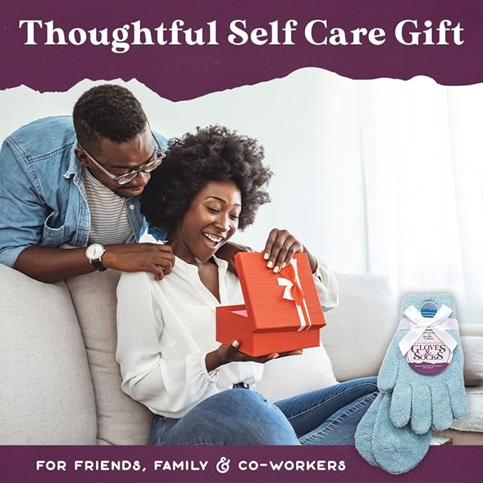 Aloe Socks and Gloves Set | Blue Moisturizing Socks and Gloves Infused with Aloe and Vitamin E | Spa Socks and Gloves for Women