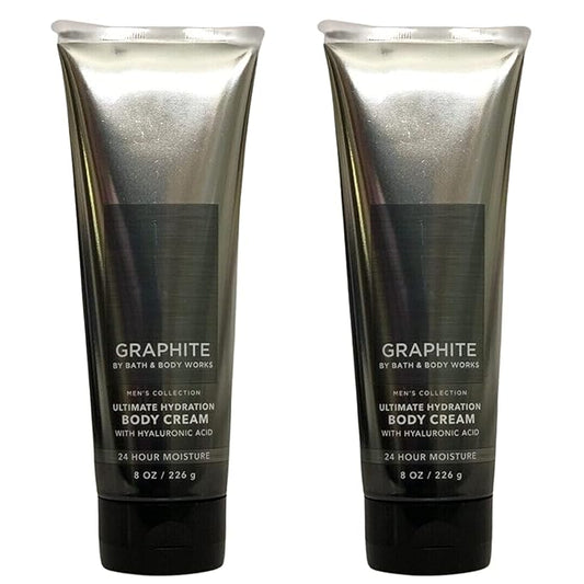 Bath and Body Works Men's Collection Ultimate Hydration Ultra Shea Body Cream 8 Oz 2 Pack (Graphite)