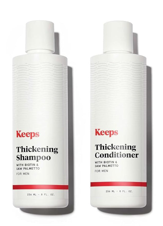 Keeps Hair Regrowth Shampoo & Conditioner Set for Fuller, Thicker Looking Hair - Thinning & Regrowth Haircare Products for Men - DHT Blocker - Infused with Biotin, Caffeine, & Saw Palmetto
