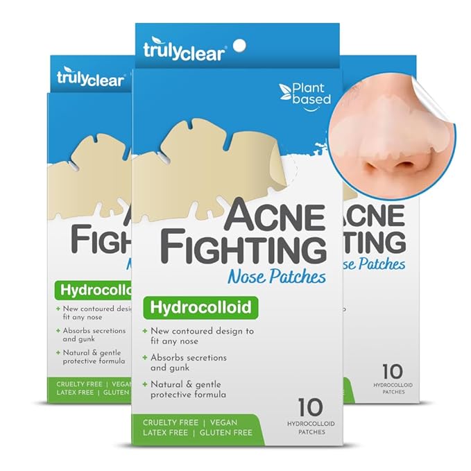 Acne Fighting Nose Pimple Patches - 30 Count, Plant Based Hydrocolloid Blemish, Zit Patches - Cruelty Free - Sucks Out Secretions Like Pus & Oil on Nose - Overnight Results