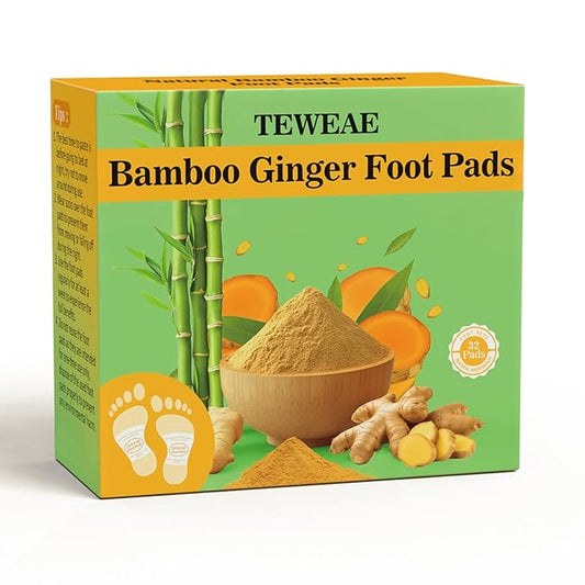 32 Pads Foot Pads -with Pure Natural Turmeric & Ginger, Wormwood, Bamboo Vinegar, Bigger Adhesive Pad Ginger Foot Pads