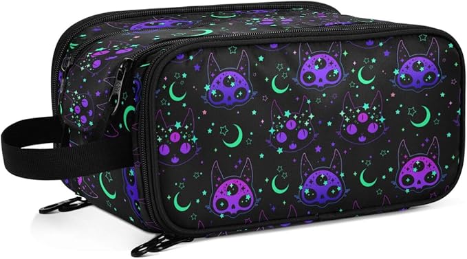 MNSRUU Travel Makeup Bag,Cat Skulls Makeup Bag Travel Toiletry Bag Large Capacity Cosmetic Bag Organizer, Portable Travel Toiletries Bag for Travel Size