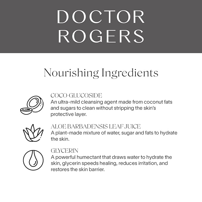 Doctor Rogers Face Wash. Gentle Hydrating Daily Cleanser for Sensitive, Dry & Combination Skin, 5 Ounce (150 ml) Tube