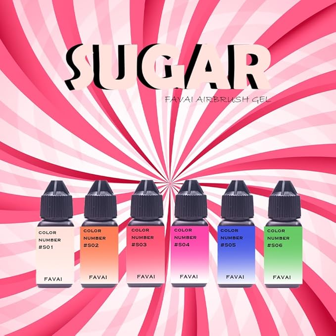 FAVAI 6 Colors Airbrush Gel Nail Polish Air Gel Set - Sugar Collection (#S) 6 * 15ml