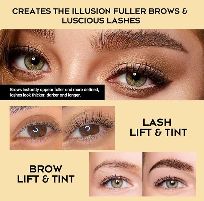 GOLLEE Lash Lift and Black Color Kit Brow Lamination Kit Black Eyelash & Eyebrow Set Eyelash Perm Kit With Detail Instruction and Complete Tools Easy For Beginner Achieve Salon-Quality at Home