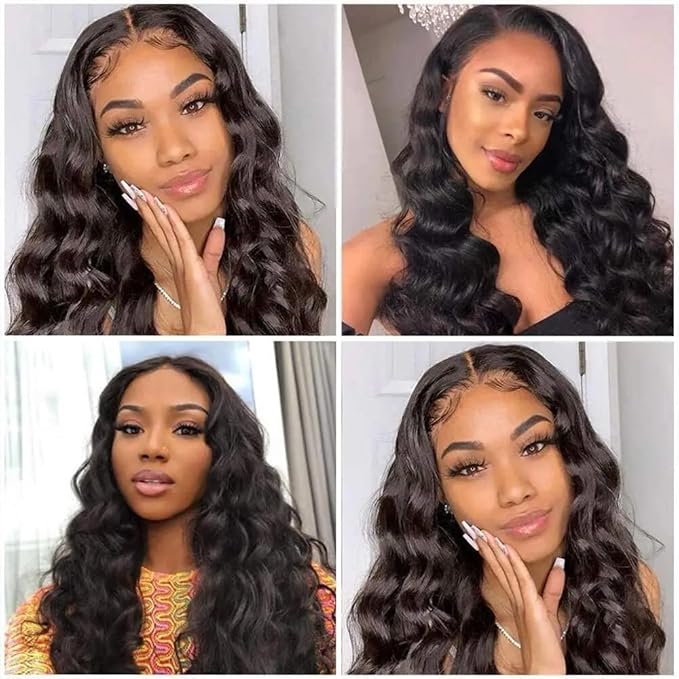 Color 1B Human Hair Loose Deep Wave Bundles Natural Color Bundles Deep Wave Brazilian Human Hair Weave Extensions Wet and Wavy Soft Silky for Women 8 10 12 Inch