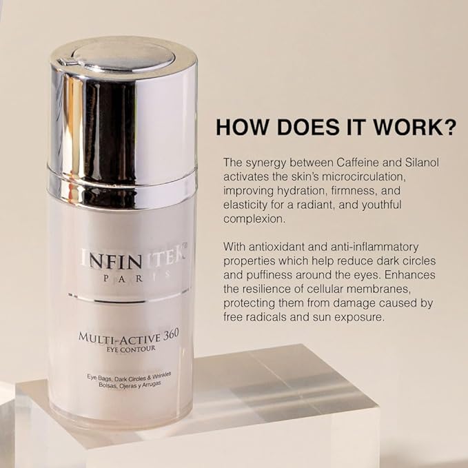 Infinitek Paris Multi-Active Collagen Eye Cream & Retinol Serum Eye Contour - Anti Aging Eye Cream for Wrinkles, Under Eye Treatment for Dark Circles and Under Eye Wrinckle Repair. 0.50 Fl Oz