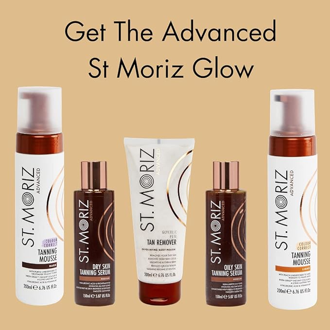 St Moriz Advanced Color Correcting Self Tanner Mousse in Medium with Tanning Mitt Bundle - Self Tanning Foam for Face & Body - With Hyaluronic Acid & Vitamin B5 (7.78 fl oz)