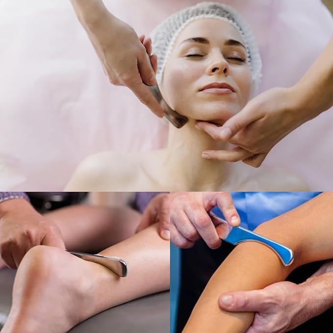 JWCASA Muscle Scraper Scar Tissue Massage Tools Foot, Neck, Knee, Leg Back Massager IASTM Tool for Physical Therapy & Plantar Fasciitis with 2 Pieces Set 16