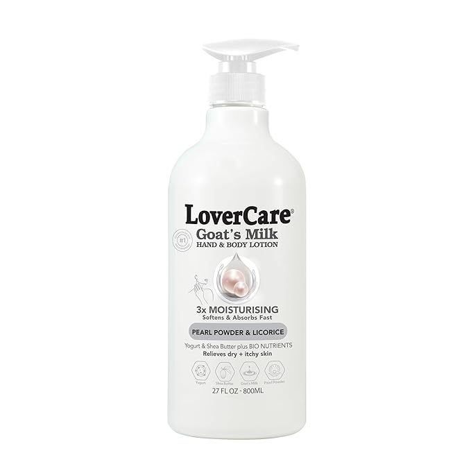 Lovercare Goat Milk Body Lotion for Dry Skin Pearl 27 fl oz (800ml) - Single…