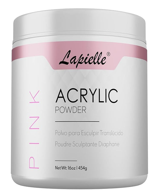 Professional Acrylic Powder for Nail Art. Long-lasting, Large capacity and quick dry. Quality Salon Manicure Nail extension (16oz - 1lb - 454g) PINK