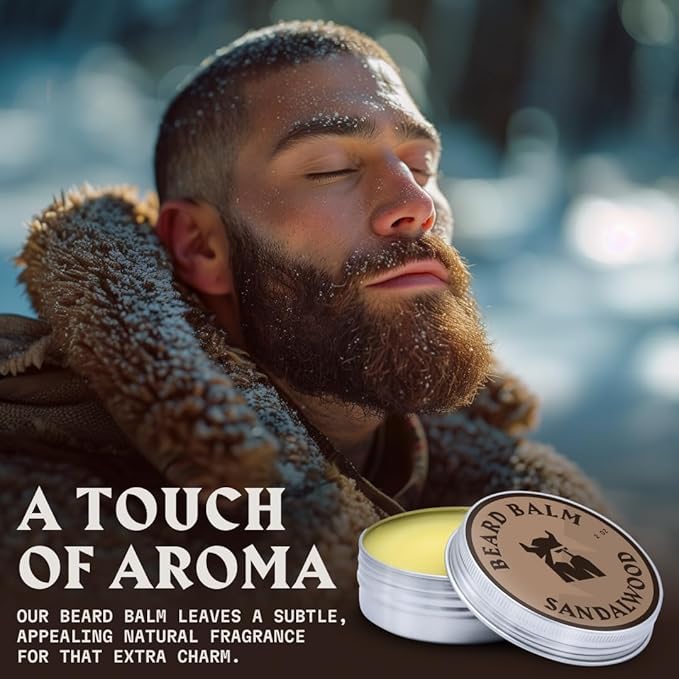 Striking Viking Beard Balm for Men – Light Hold, Sandalwood, 2 Oz - Leave-in Beard Conditioner with Shea Butter, Tea Tree, Argan & Jojoba Oils - Smooth, Shape & Moisturize Coarse, Dry Facial Hair
