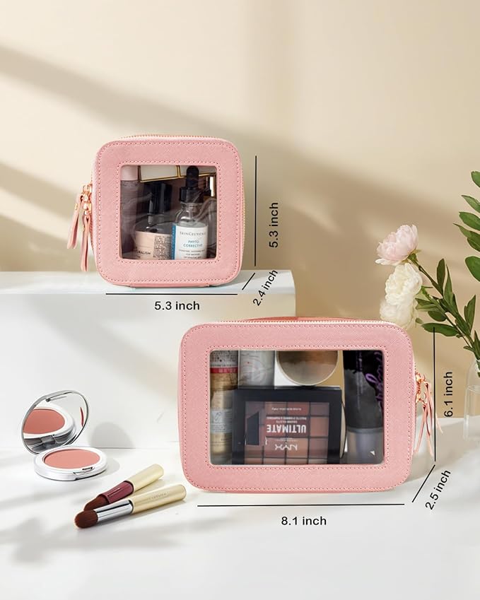 Clear Makeup Bag, Small Makeup Bag TSA Approved Toiletry Bag Cosmetic Travel Bag Cute Makeup Bag Organizer Makeup Case Pouch Car Essentials for Women Men