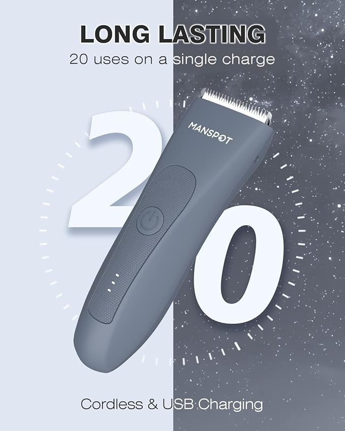 MANSPOT Electric Groin Hair Trimmer Men's Shaving & Grooming Sets Kit with 4 Guards and Replaceable Ceramic Blade Heads, Waterproof Wet/Dry Trimmer for Men, 90 Minutes Shaving, Grooming Sets