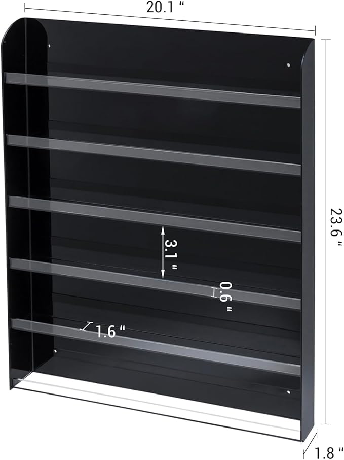 MyGift Black Premium Acrylic Wall Mounted Salon Nail Polish Rack, 6 Tier Display Shelf Storage Organizer - Holds up to 102 Nail Polish Bottles