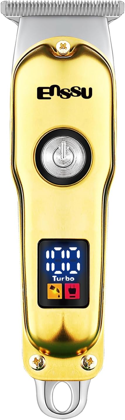 ENSSU Hair Trimmer for Men, Beard Trimmer for Men Professional with Zero-Gapped Steel T-Blade, LED Display, Barber Trimmer for Hair Cutting, Body Grooming