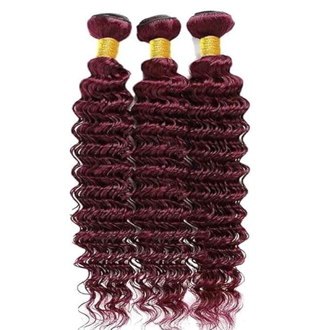 Burgundy Deep Wave Bundles Human Hair Color 99j Loose Deep Wave Bundles 8a Grade Double Weft Brazilian Human Hair Soft and Silky for Black Women 12 14 16 Inch