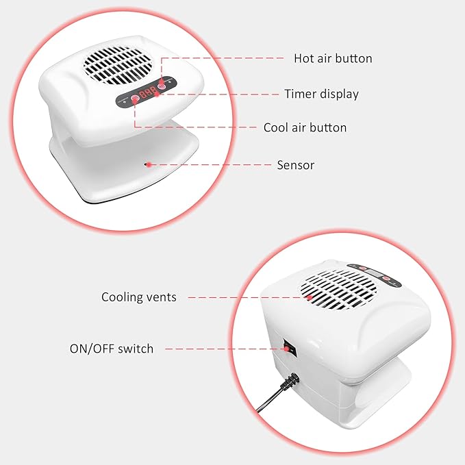 Nail Dryer for Regular Polish, 200W Nail Drying Fan with Sensor and Hot and Cool Air for Home Use